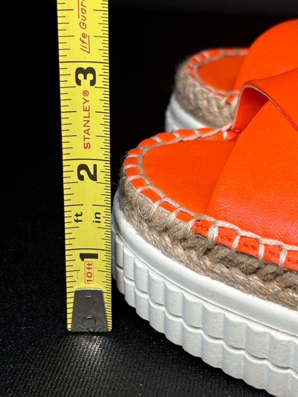 Franco Sarto Neon Orange Leather Platform Espadrille Sandals Size 6 - Picture 13 of 14